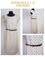 Elegancka Sukienka Lniana w Groszki