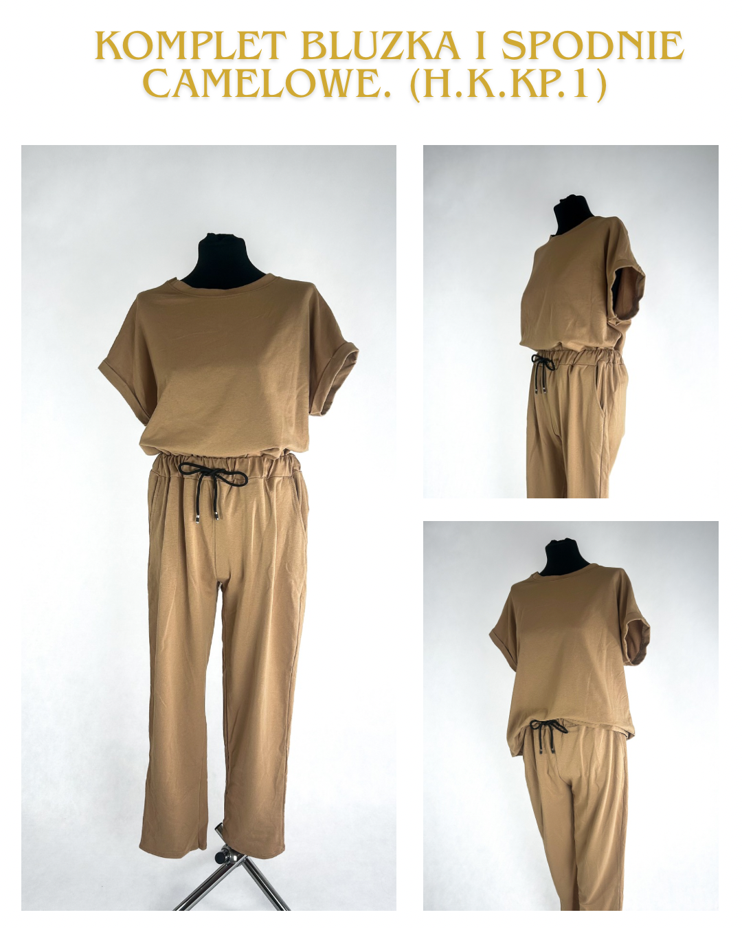 Komplet 1 (2) Stylowy Komplet Włoski w Kolorze Camel – Rozmiar Uniwersalny - obrazek 1
