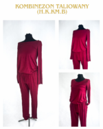 Elegancki Kombinezon Taliowany w Kolorze Bordo