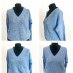 Damski Sweter z Dekoltem V – Niebieski