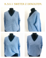 Damski Sweter z Dekoltem V – Niebieski