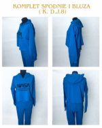 Stylowy komplet dresowy z nadrukiem NASA: Krótka bluza z kapturem + Spodnie – Kolor Jeansowy