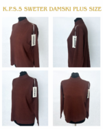 Elegancki sweter damski Plus Size z półgolfem / golfem – Kolor Czekoladowy Brąz (Evelin K.P.S.5)